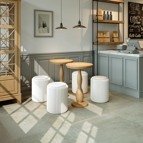 Image of 17 Inch Folding Stool 660lb Foldable Paper Stool, Eco-Friendly Kraft Paper Honeycomb Design Home Furniture Modern, Foldable to 1.2 Inch Round Foot Stool for Living Dining Room (White)