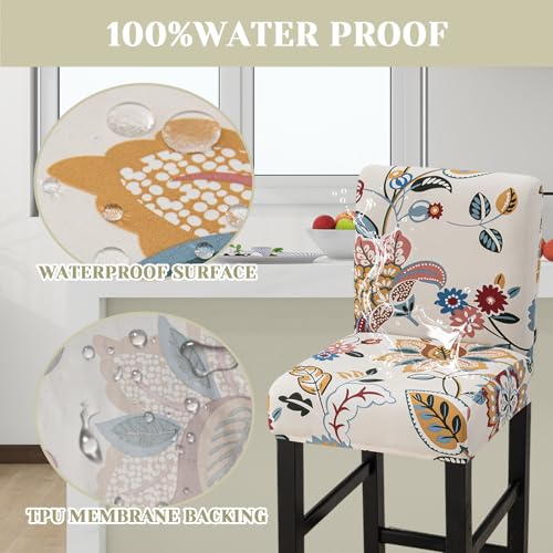 Image of Bar Stool Covers Counter Chair Slipcovers Set of 2,Color 03 | Stretch Barstool Seat Covers,Washable Removable Pub Tall Stool Slipcover,Bar Chair Cover for Kitchen Dining Room Cafe