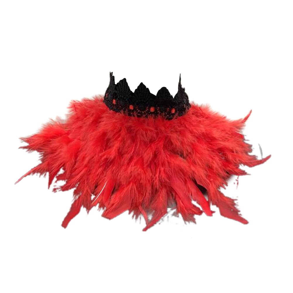 Uposao Feather Collar Shawl Feather Choker Cloak Natural Feather Collar Props For Cosplay Party Performance Model Walk Halloween Ball Feather Collar Shawl Props