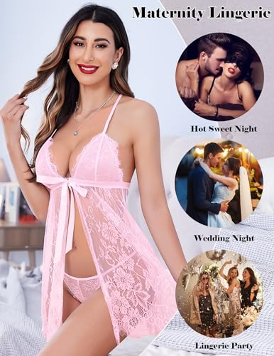 Image of Avidlove Women Sexy Lingerie Babydoll Lace Chemise Eyelash Wedding Brial Lingerie