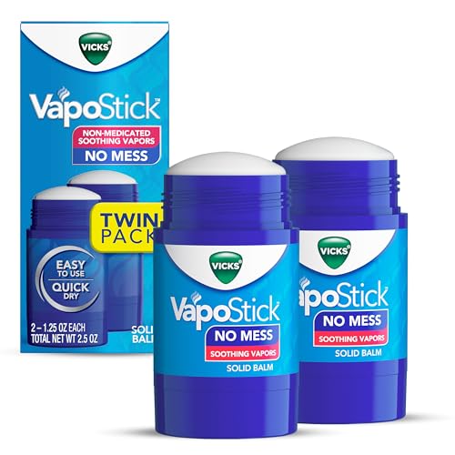 Image of Vicks VapoStick, Solid Balm, No Mess, Soothing Non-Medicated Vicks Vapors, Easy-To-Use No-Touch Applicator, Quick Dry, Lightweight Skin Feel, 1.25oz x 2