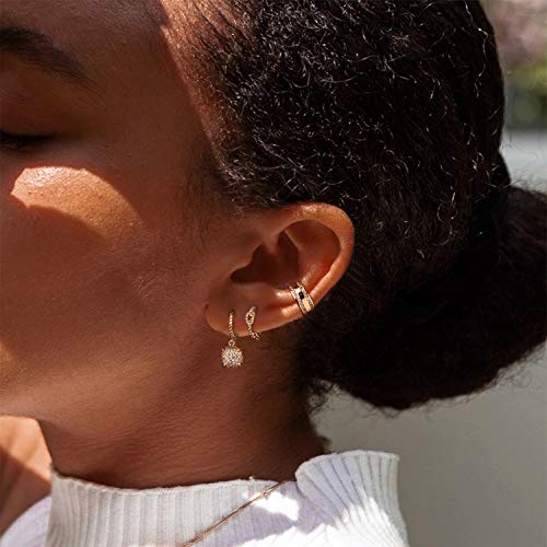 Myears Women Square Earrings Gold Huggie Hoop Twisted Cluster Diamond Cubic Zirconia Dangle Drop 14K Gold Filled Small Boho Beach Simple Delicate Handmade Hypoallergenic Geometric Jewelry Gift #TOP5