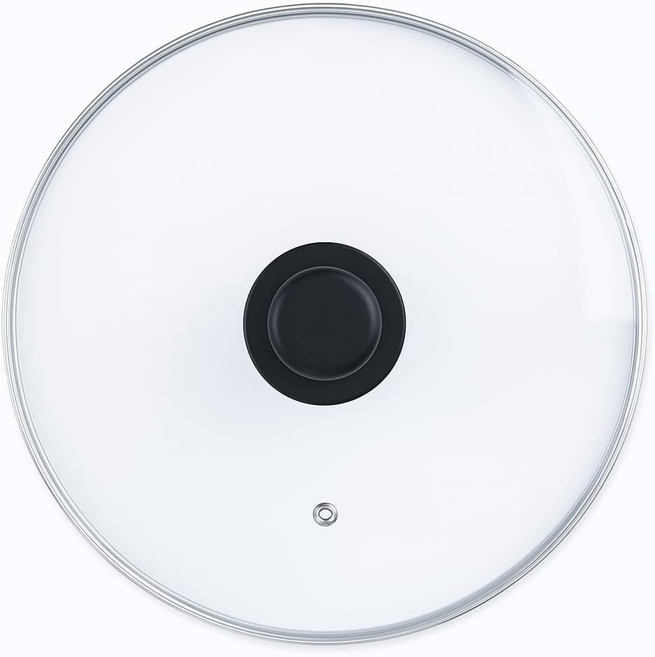 Coperchio Padella 20/24/28 cm in Vetro Temperato con Pomolo Ergonomico e Foro Sfiato, Coperchio Universale per Cucina, Resistente al Calore e Adatto a Varie Dimensioni di Padelle(Ø 24 cm)