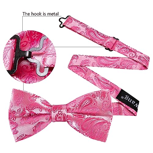 Image of YOHOWA Mens Bow Tie Set Paisley Coloful Pre-tied Bowties Adjustable with Handkerchief Cufflinks Wedding Prom Party