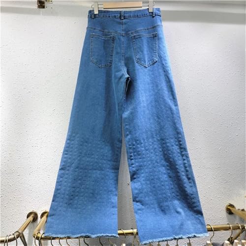 Women's High Waist Straight Wide Leg Jeans Single Diamond Decoration Loose Jeans Suitable for All Seasons4