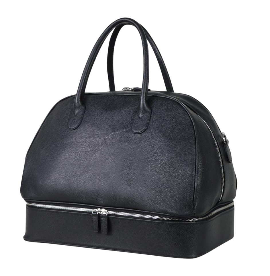 Classic Leather Duffle Bag & Shoes Compartment  Handmade to Order in Italy, Soft Pebble-Grain Waterproof Leather  Luxury Travel Sports Bag Duffel