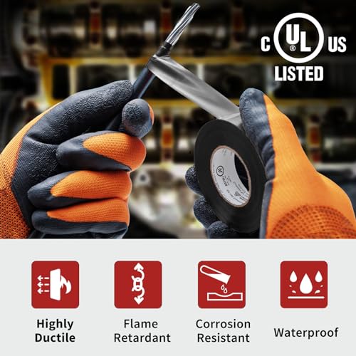 Image of Avery Dennison Electrical Tape, 6 Rolls General Use PVC Electric Tape, UL /CSA Listed in x 66 ft Insulating Vinyl Tape for Electrical, Repairs, Automotive and Equipment, EE-100, Black