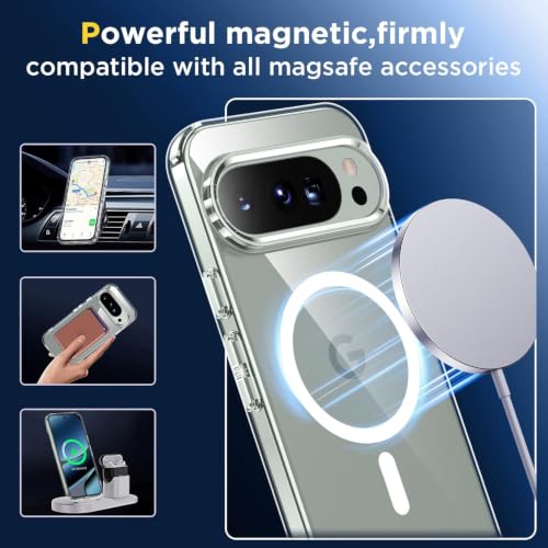 Image of JGD PRODUCTS Magnetic Case for Google Pixel 10 5G Compatible with MagSafe, Shockproof Phone Bumper Cover, Anti-Scratch Clear Back (Clear)