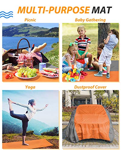 Beach Blanket,Bymore Sand Free Giant Beach Blanket Mat(9'x10') for 7-10 Adults,Waterproof Sandproof & Lightweight Oversized Picnic Beach Mat with 6 Stakes for Travel Camping Hiking and Music Festivals - Thumbnail 5