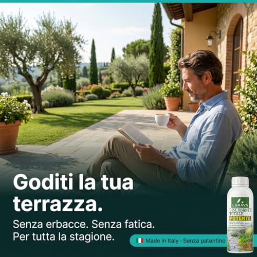 LERAVA® Diserbante Totale Potente - 4x500ml - Glifosate diserbante erbacce non selettivo - Erbicida distrugge foglie e radici - Graminacee e Dicotiledoni - Erbicida diserbante totale - diserbo totale - 4