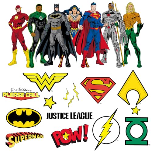 2PCS Superhero Wall Decals Set with Multiple Superhero Logos - Removable Wall Stickers for Kids Room Decor, Birthday Party Backdrop and Bedroom Wall...