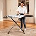S SHAM® Folding Ironing Board, 122x38cm, Adjustable Height 72-91cm, Heat-Resistant Fabric, Includes Silicone Iron Rest, Safety Lock, Anti-Skid Feet