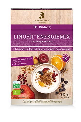 Dr. Budwig Linufit Energiemix Granatapfel-Aronia - Das Original - Für die Darmgesundheit und Darmpflege - Mit einem hohen Gehalt an Ballaststoffen, 350 Gramm