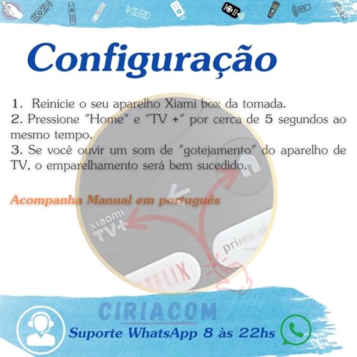 Ciriacom Controle Remoto Compatível com Mi Box 2ª Gen. Com Comando De Voz - Compatível, substitui o