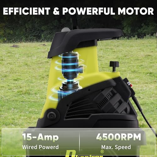 Dkenicor Wood Chipper Shredder,1800W Cut Diameter of 1.77inch with 10 Gallon Collection Bin 15-Amp Electric Wood Chipper Shredder for Easy Cleanup Ideal for Branches, Leaves,Yard Waste
