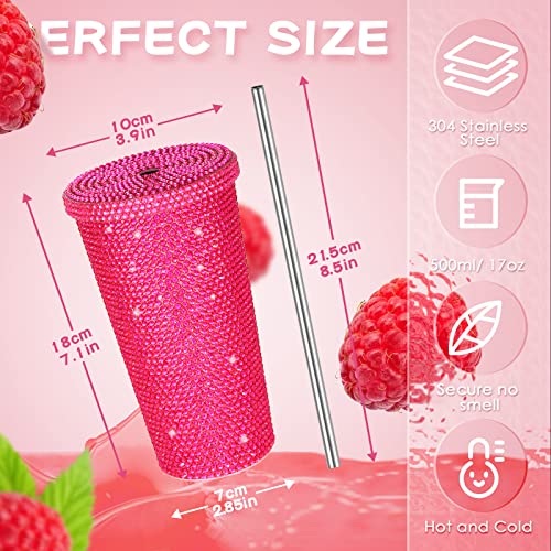 4 Pack Studded Bling Diamond Tumbler 17 Oz Glitter Stainless Steel Tumbler With Lid And Straw Glitter Water Bottle Hand Decorated Diamond Coffee Cup Glitter Gift For Women Mom Girlfriend (4 Color) #TOP1