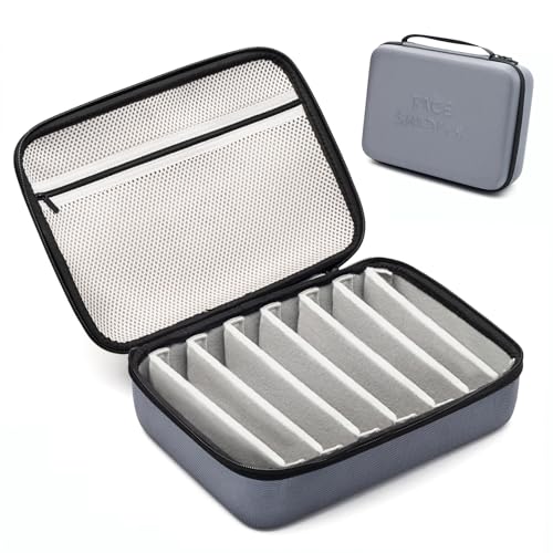 Image of Face Shadow Hard EVA Travel Sunglasses Organizer Case, Adjustable Slot For Multiple Pairs, Portable Eyeglasses Storage Box for Men Women - 8 Slots