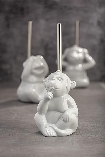 Miniatura 7 de WENKO Porta escobillero de inodoro para gatos, cerámica, blanco, 8.7 x 6.7 x 5.5 in