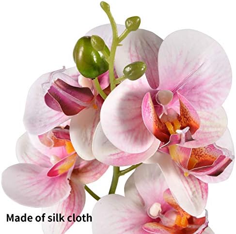 Asvert Artificial Flower Orchid, Silk Orchids in Pot, Artificial Orchids That Look Real, Indoor Faux Flowers Orchid Fake Orchids with Porcelain Vase Wedding Party Home Bathroom Office Decor(Pink)