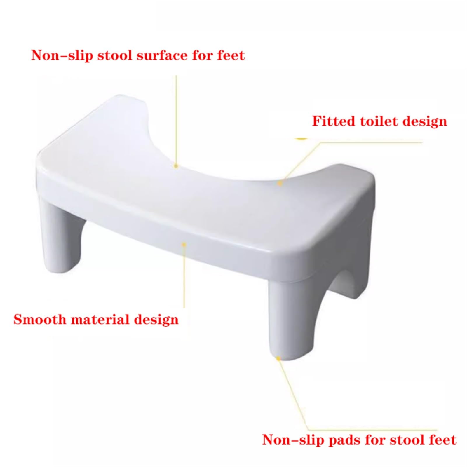 Plastic Squatting Poop Stool, Portable, 15.3 In Toilet Stool, Durable, Non-Slip Foot Rest Stool, 300lb Weight Capacity, Modern Sleek for Adult and Kids