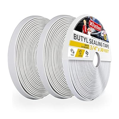 XFasten Butyl Putty Tape, White, 1/8" x 3/4" x 30' (3-Pack) EDPM Butyl Rubber Sealant, Stretchable Camper Butyl Tape, Pool, Headlight and RV Sealant