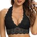Produktbild SHEKINI Neckholder BH Bralette Damen Spitze Blumen Bustier Crop Top Triangel BH ohne Bügel Abnehmbare Gepolstert BH Tiefer Ausschnitt Corset Top Sexy Unterwäsche