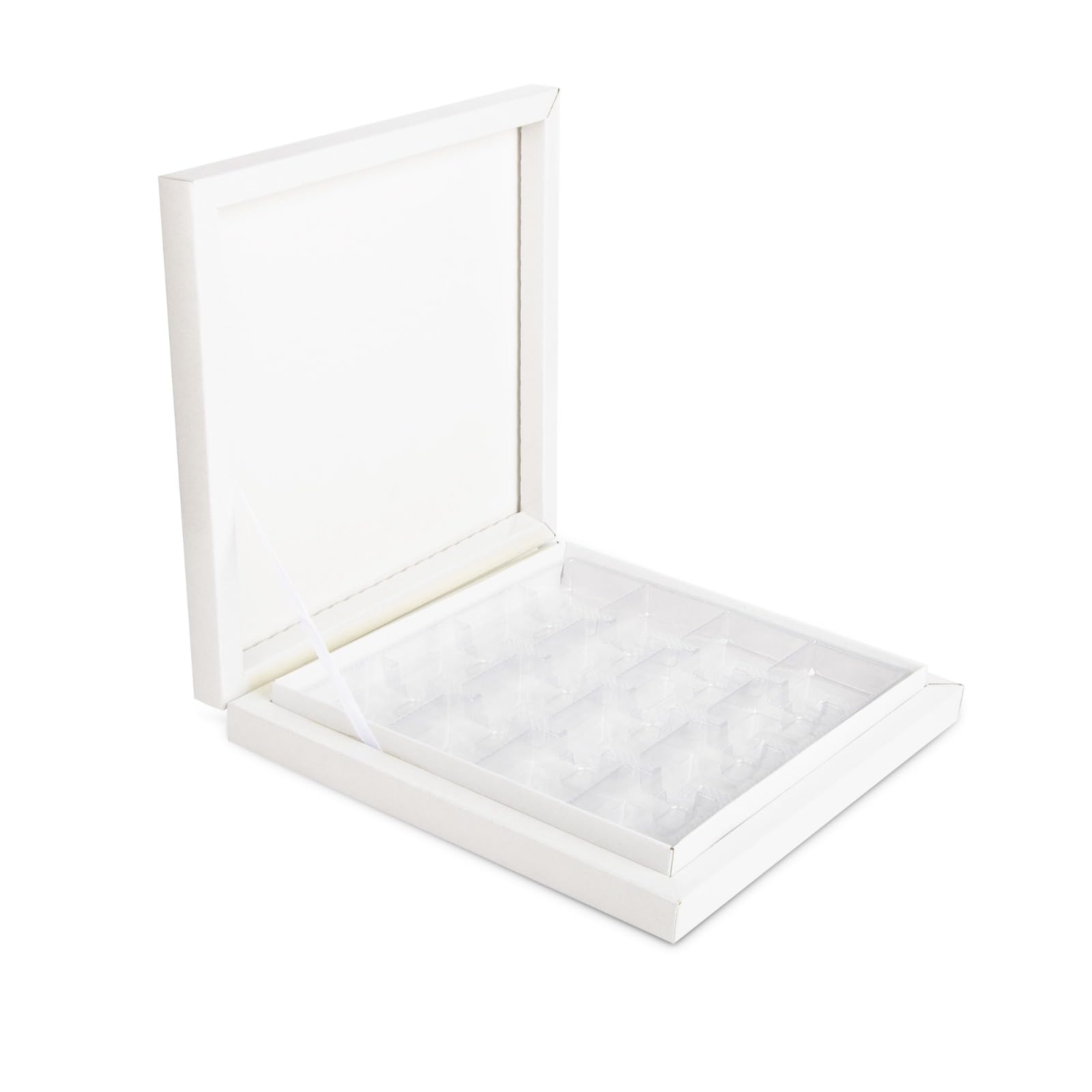 Luxury Chocolate Box with 4x4 Divider – Colorful Rigid Cardboard Gift Boxes – 16 Slot Empty Packaging for Handmade Chocolates, Wedding or Party Favor Display (White 1 pcs)