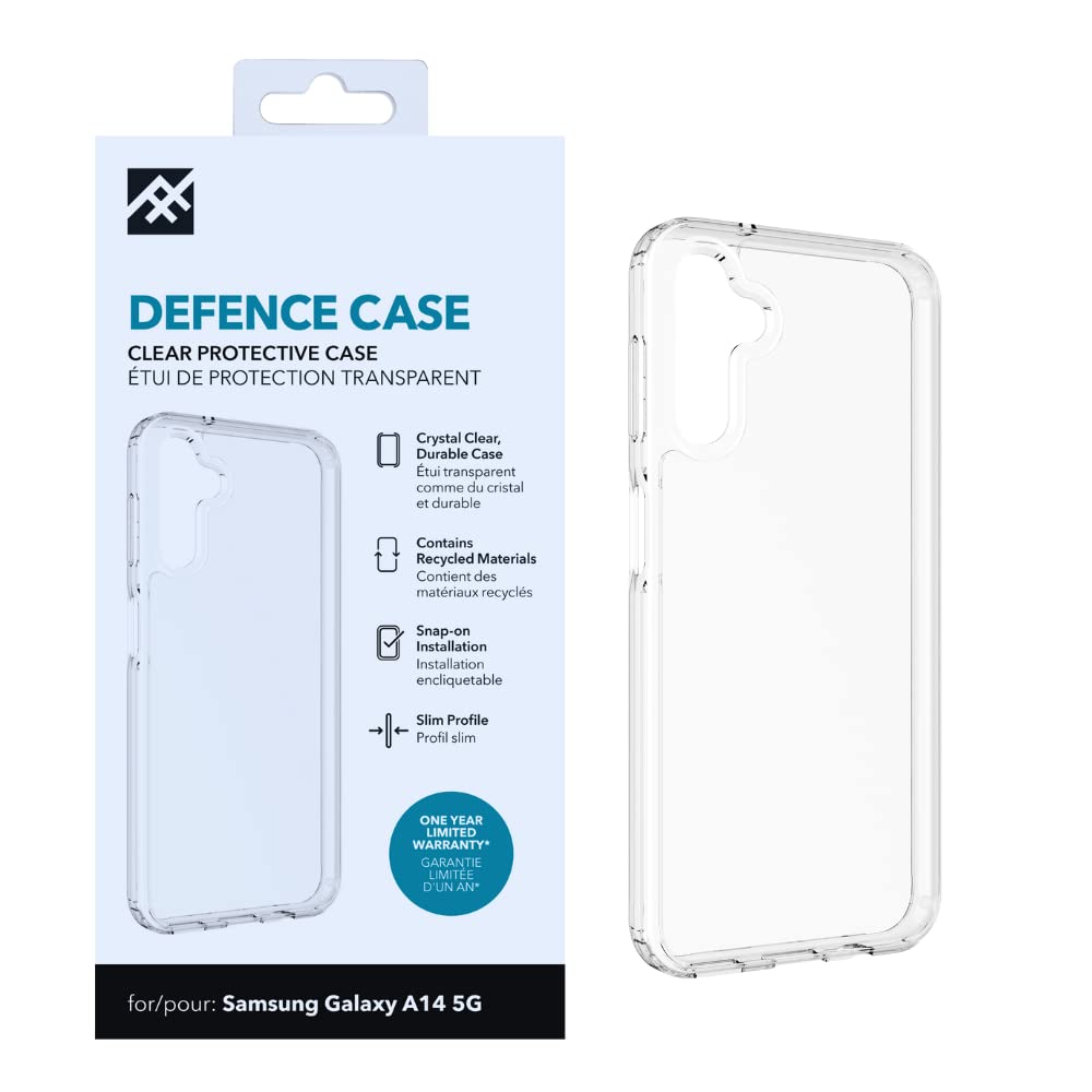 ZAGGiFrogz Defence Protective Case Compatible Samsung Galaxy A14 5G, Durable, Snap On, Smudge Resistant, Slim, Recycled, Clear