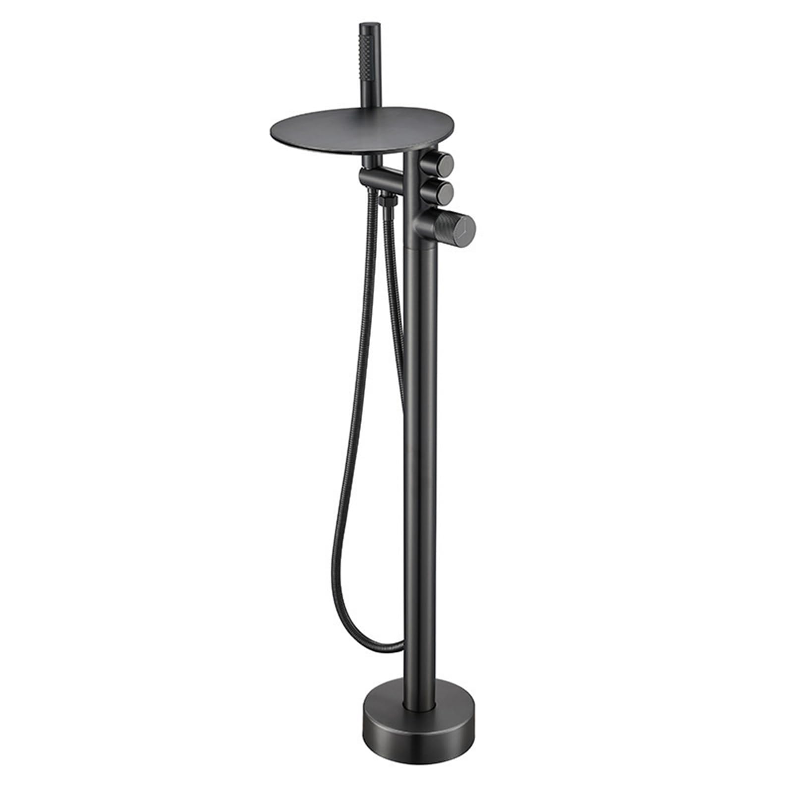 Freestanding Bath Taps with Shower Waterfall Bath Tap Hot and Cold Water Brass Freestanding Shower Mixer Taps-Grey