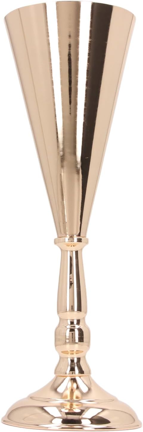 CCYLEZ Retro Vase, Rustresistant Gold Iron Vase, Handmade, European Style, Multipurpose for Home Party (12x36cm / 4.7x14.2in)