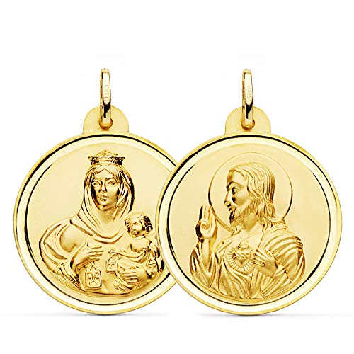 Medalla Escapulario Virgen Carmen Oro 18k 28mm Medalla Escapulario Virgen Carmen Oro 18k 28mm