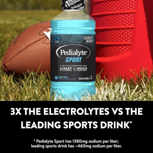 Image of Pedialyte Sport Electrolyte Drink, Fast Hydration with 5 Key Electrolytes for Muscle Support Before, During, & After Exercise, Berry Freeze, 33.8 Fl Oz (Pack of 4)