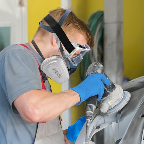 Tigvio Atemschutzmaske, Gasmaske Set, Staubmaske Staubschutzmaske für Lackieren Dämpfe Schutz Schleifen, Staubmasken Atemschutz Feinstaub, Schutzmaske mit Schutzbrille, Staubmaske mit Filter