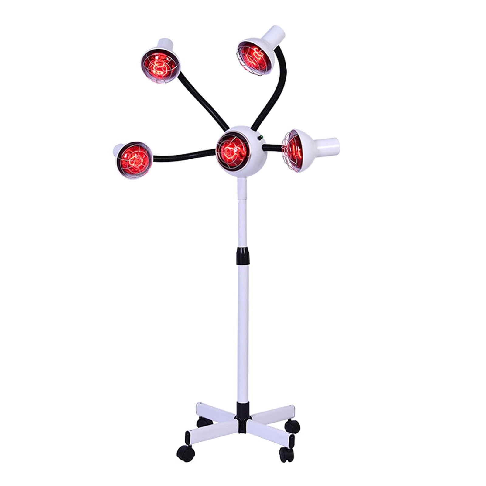 Jcgly Salon Hair Dryer with 5 Head Lamp, Free Standing Hair Color Treatment Processor, 750W Styling Perming Dryer with Rolling Wheels(White)