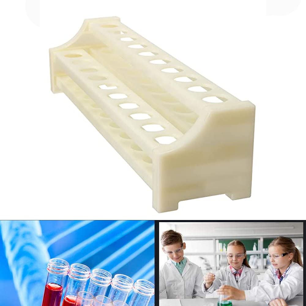 Soporte de Tubo de Ensayo de Plástico Blanco 2 Capas para 15mm Tubo de Ensayo