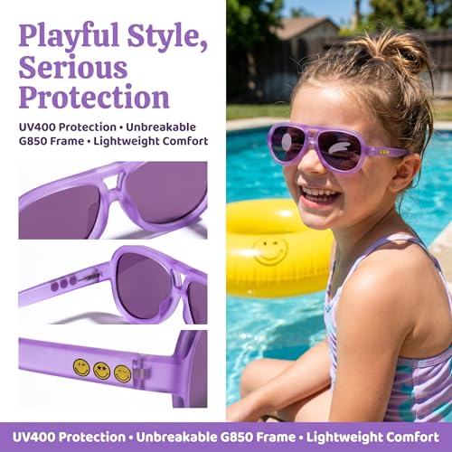Image of SMILEYWORLD Kids Sunglasses for Boys Girls Age 3-12 UV400 Protection Sunglasses, Flexible Lightweight Shades