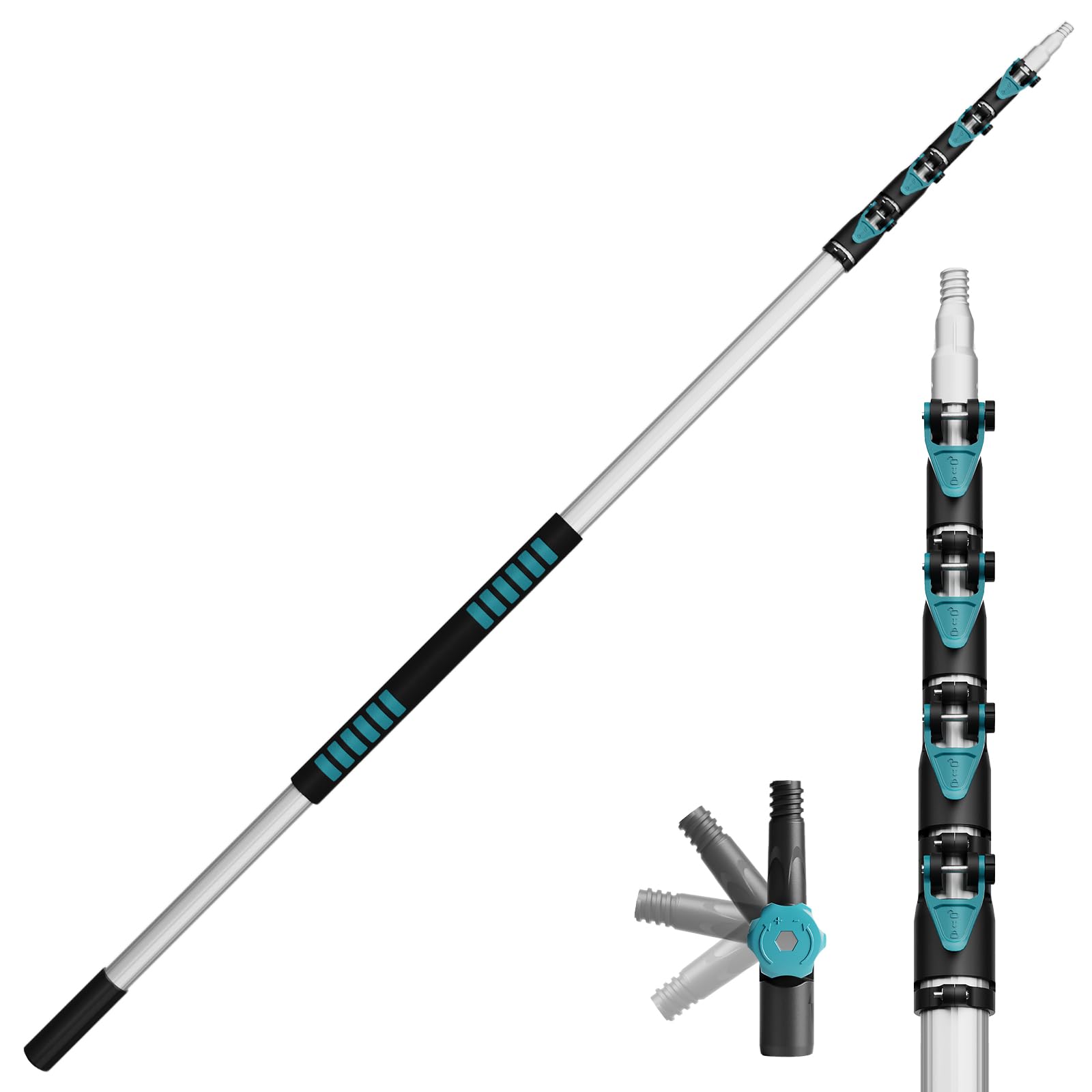 6-24FT Telescoping Pole Lightweight Aluminum with Universal Twist-on Tip Ideal for Painting,Dusting,Window Cleaning,Tree Sawing