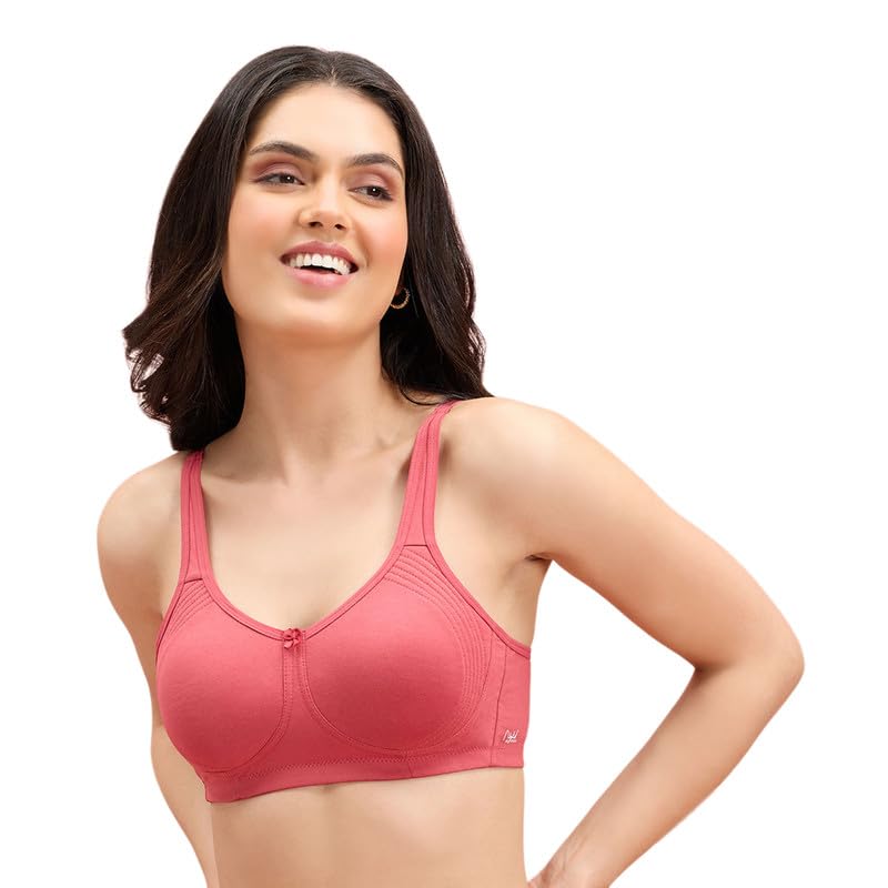 NYKD Encircled with Love Everyday Cotton Bra for Women Non Padded, Wirefree, Full Coverage - Side Support Shaper - NYB169, Orange, 40B