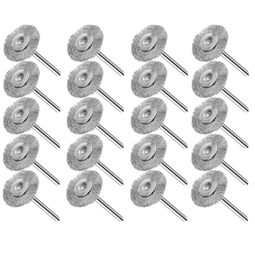 Image of 20pcs Stainless Steel Wire Brushes,25mm /0.98 inch Steel Wire Wheel Brush Set 1 /8 inch Shank Polishing Brush Polishing Rotary Tool