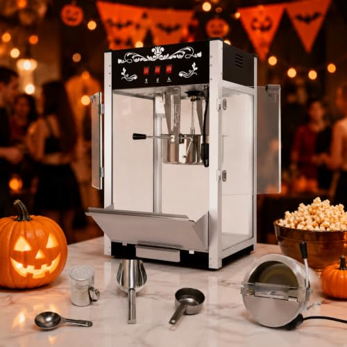 Image of 30oz Commercial Countertop Popcorn Machine Vintage Black for Home Party | Tabletop Pop Corn Maker Machine with 30oz Stainless Steel Kettle, Three-Button Control, Suitable for Christmas Home Theater