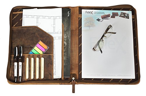 Greenburry Vintage Schreibmappe Leder Konferenzmappe A4 braun | 34,5x26x3cm