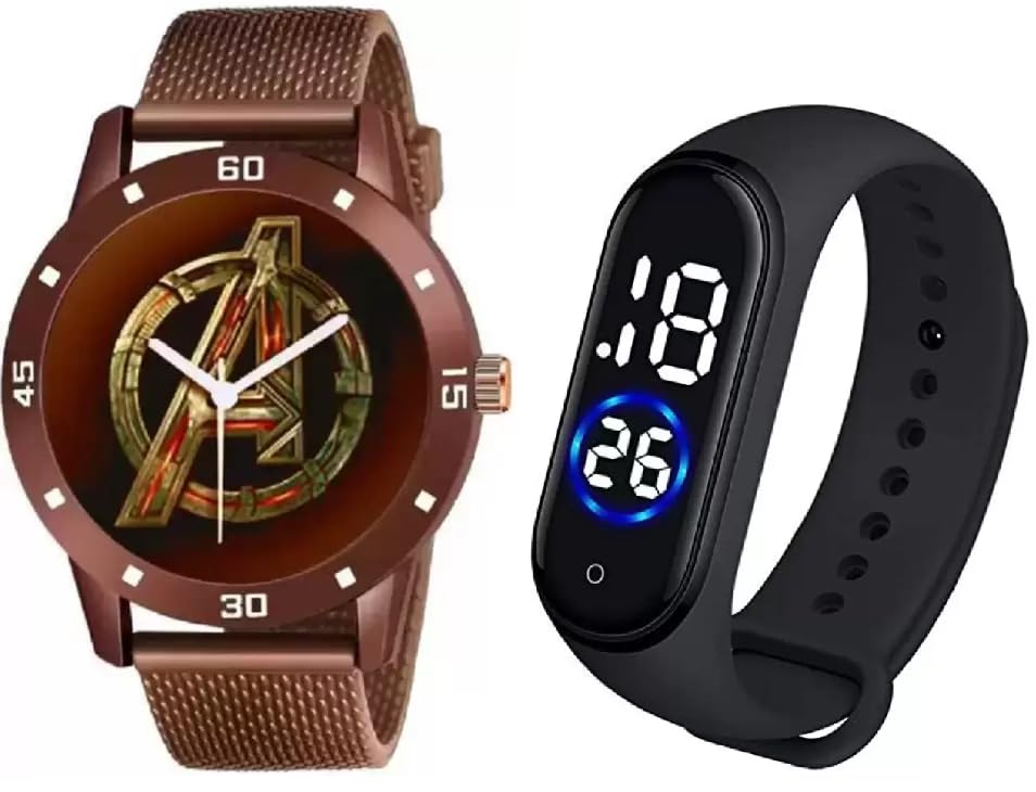 SELLORIA Brand digial Boys Mens Black Wrist Watch Good Return Gift for Boys Digital and Analog Watch for Men Pack of 2 Bast Watches (Brown) (B0CGDQH9YR) Amazon Price History, Amazon Price Tracker