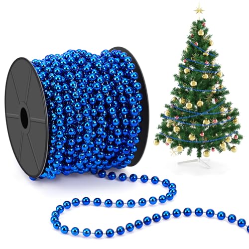 Ghirlanda Natalizia Perline Argentate 10 O 20 Metri - Catena Decorativa Scintillante Per Albero Di Natale, Caminetto, Scale, Decorazioni Fai Da Te