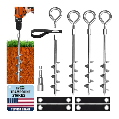 Trampoline stakes screw-in kit with 14mm adapter (4-pack) for outdoor canopies