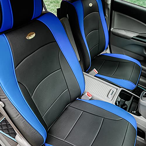 Image of FH Group Front Set Faux Leather Car Seat Cushions, - 2 Pack Seat Covers for Cars Trucks SUV, Waterproof, Universal Fit Seat protector, Blue
