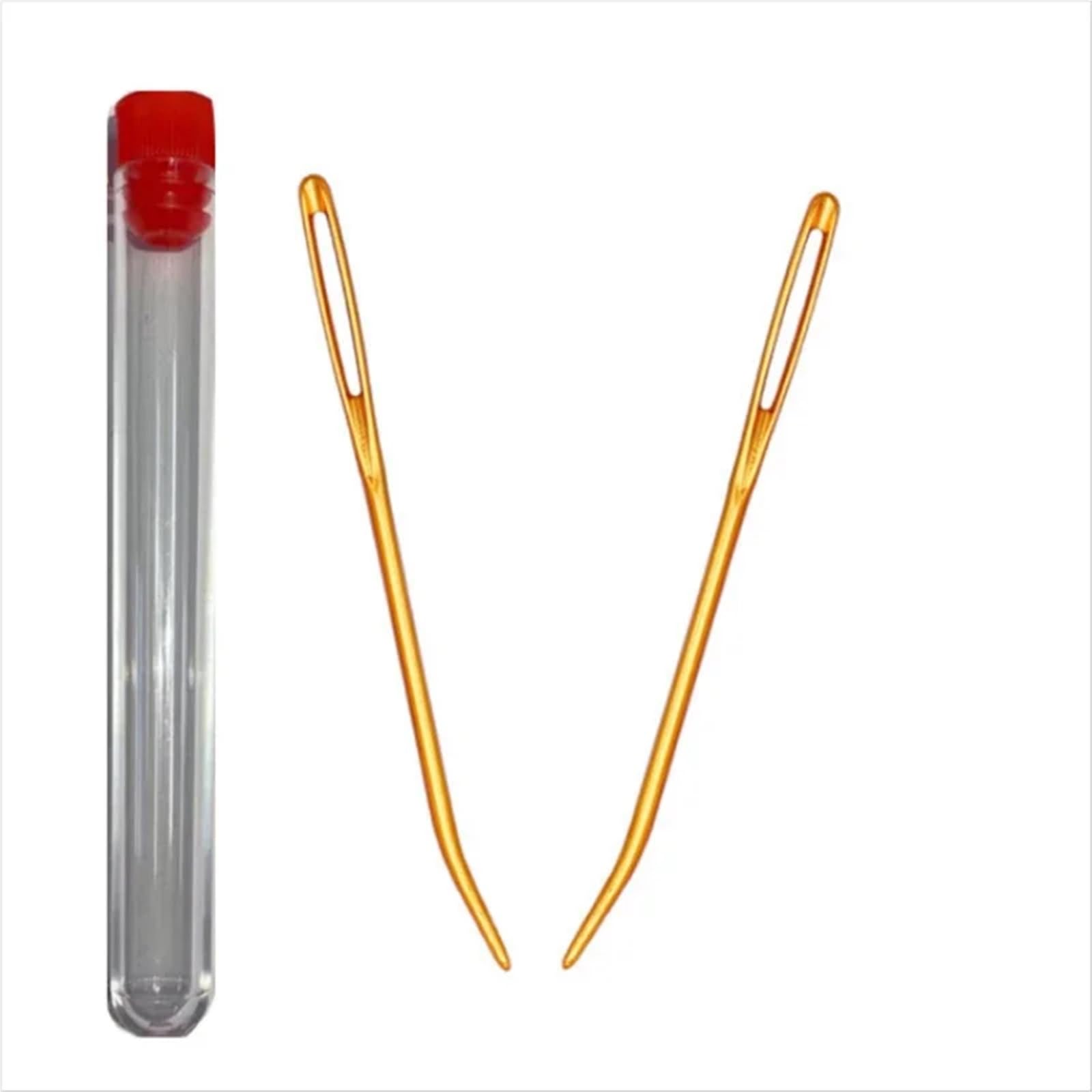 Large Eye Sewing Needles 10SET Bent Tip Tapestry Needles Yarn Knitting Weaving Needles Big Eye Curve Bent Needle Knitting Crochet DIY Sewing Accessories(Gold)