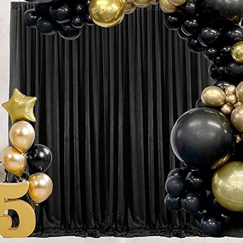 Black Backdrop Curtain for Parties Weddings 8×10 ft Black Curtains Backdrop Drapes for Photography Bridal Shower Photoshoot, Soft Velvet Photo Backdrop Stage Decorations Cover