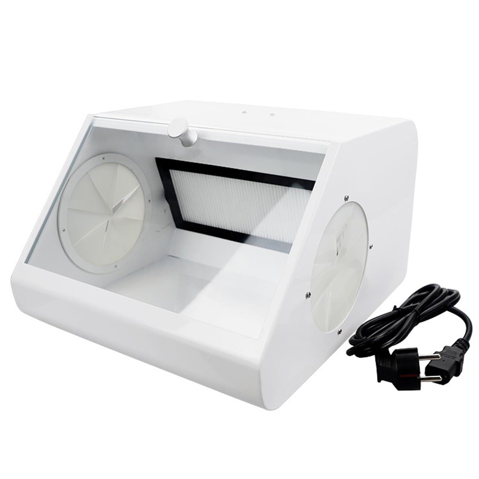 Dental Lab Sandblaster Dust Collector with High Strength LED Vacuum Extractor Box, Tempered Glass Baffle Prevents Dust Escape & 2 Filters, Ideal for Grinding, Polishing, Lapping, and Engraving