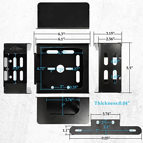 Image of Partsam 1 Set Square Black Trailer Tail Light Mounting Box Left Right and License Plate Bracket Guard Cover Heavy Duty Steel S45C 1045 with Screws for Trailers Under 80 inch Boat Truck Marine Camper RV
