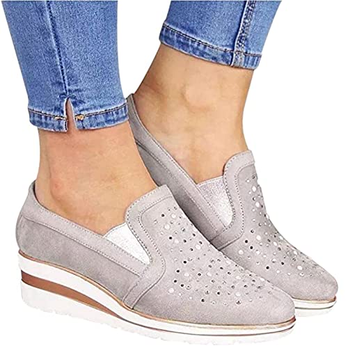 Ladmiple Shoes For Women Sneakers Trendy Lace ups Casual Walking Shoes Summer Fashion Slip On Platform Flats Loafers